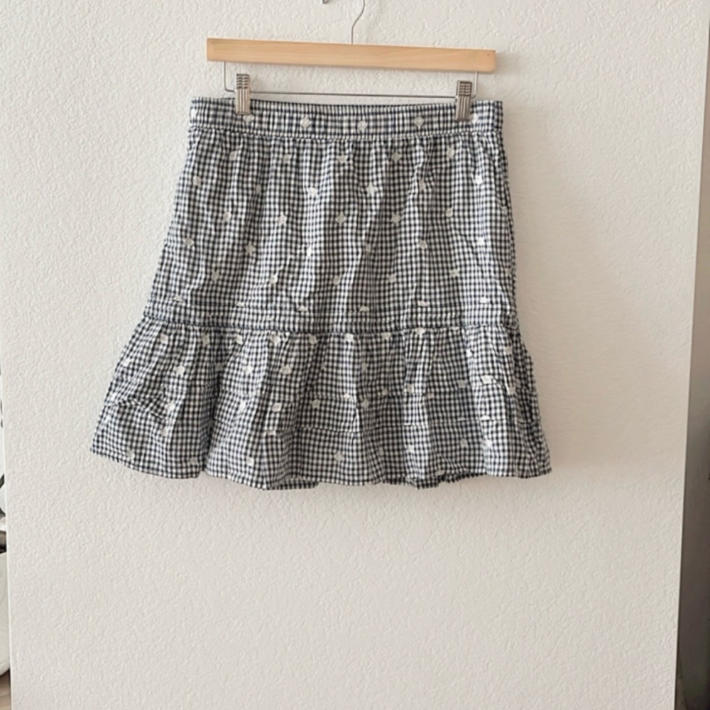 EUC Madewell Gingham Polka Dot Skirt